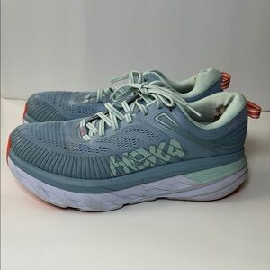 Hoka Women's Bondi 7 Wide Athletic Shoes - Blue Fog